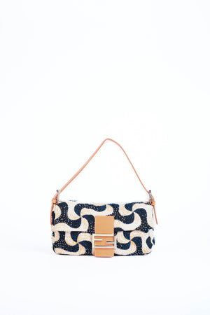 Vintage Fendi Swirl Beaded Baguette Shoulder Bag