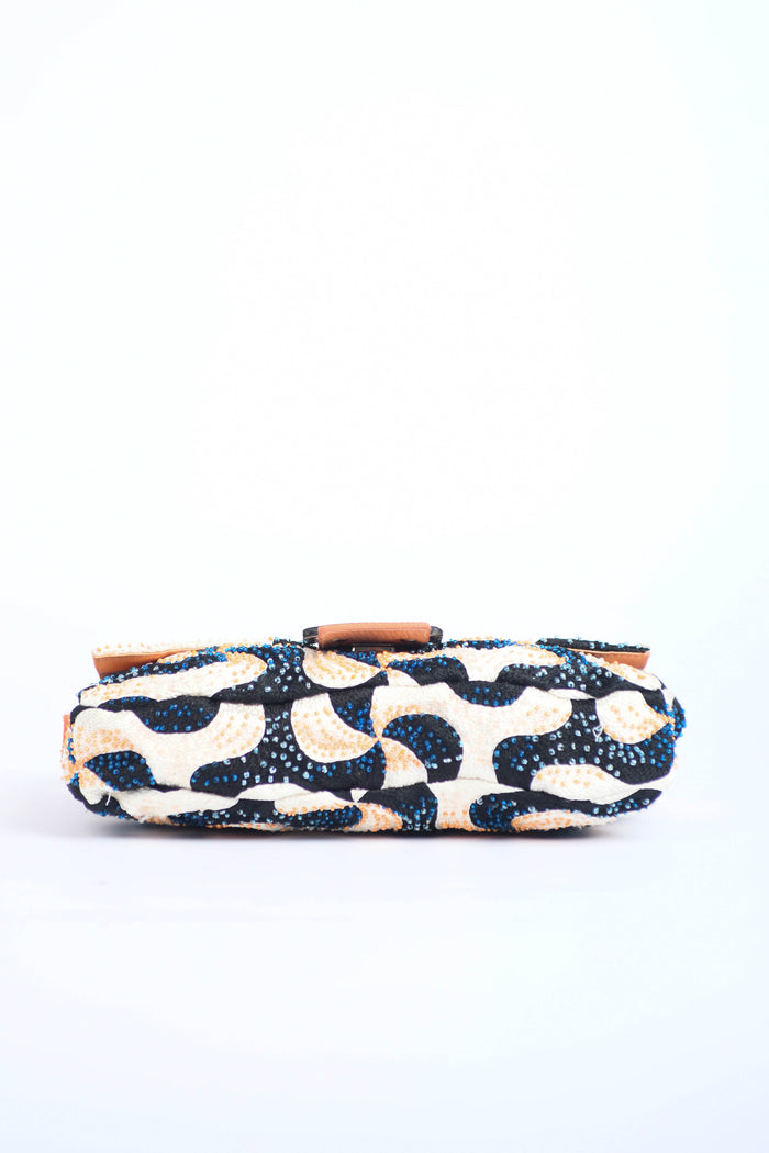 Vintage Fendi Swirl Beaded Baguette Shoulder Bag