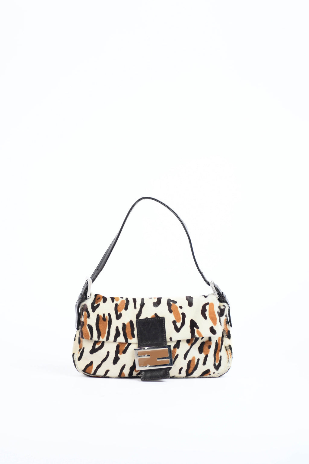Vintage Fendi Leopard Pony Hair Baguette Shoulder Bag
