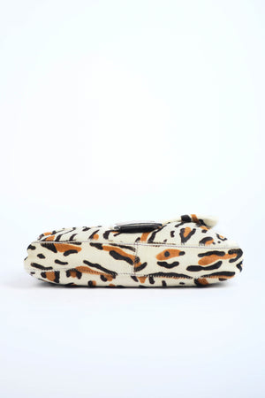 Vintage Fendi Leopard Pony Hair Baguette Shoulder Bag
