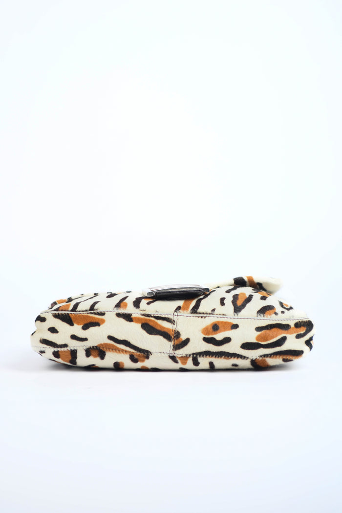Vintage Fendi Leopard Pony Hair Baguette Shoulder Bag