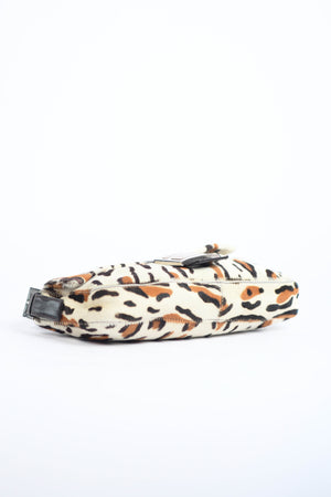 Vintage Fendi Leopard Pony Hair Baguette Shoulder Bag