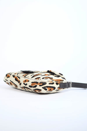 Vintage Fendi Leopard Pony Hair Baguette Shoulder Bag