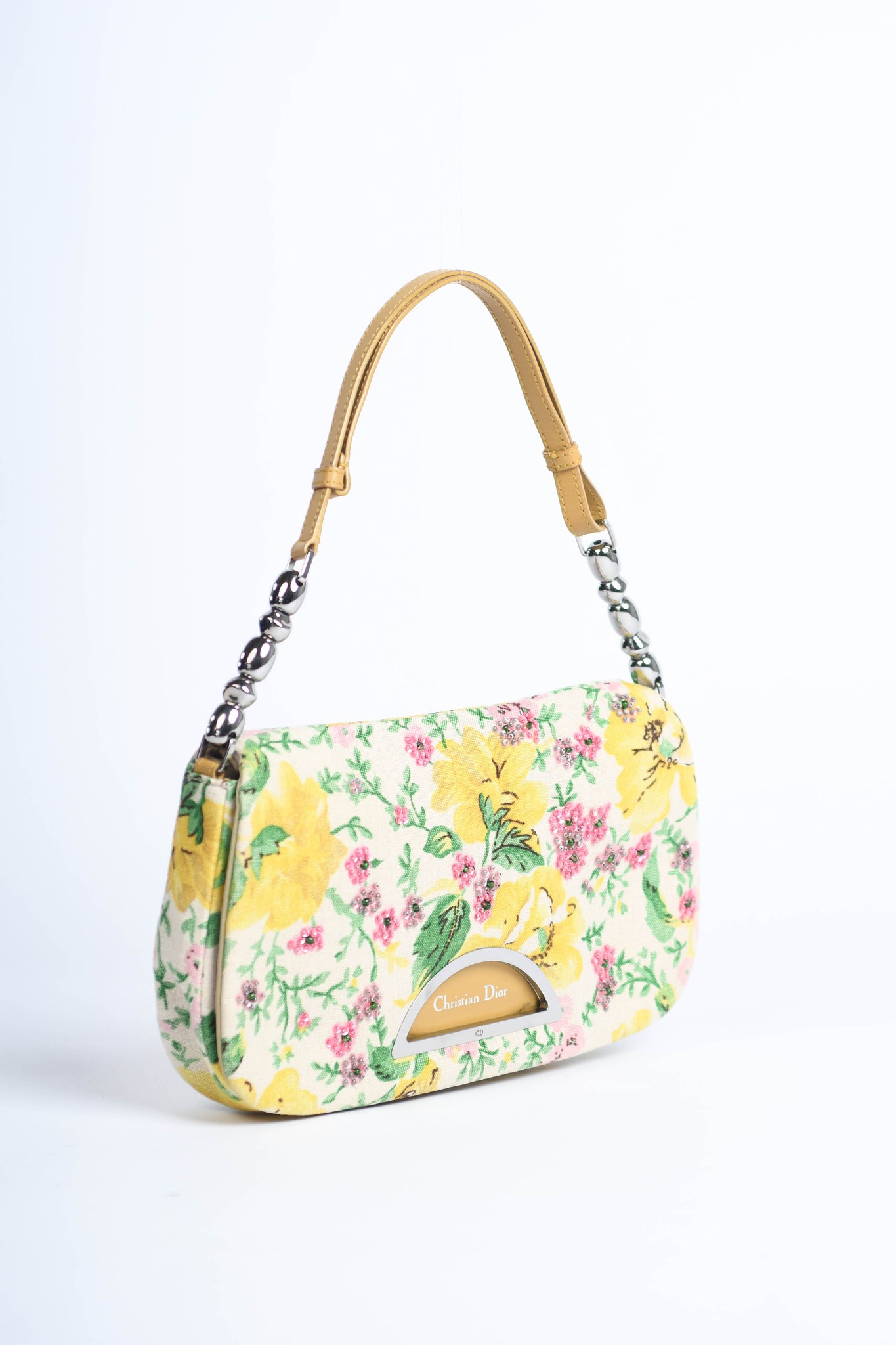 Limited Edition Christian Dior Floral Beaded Malice Shoulder Bag