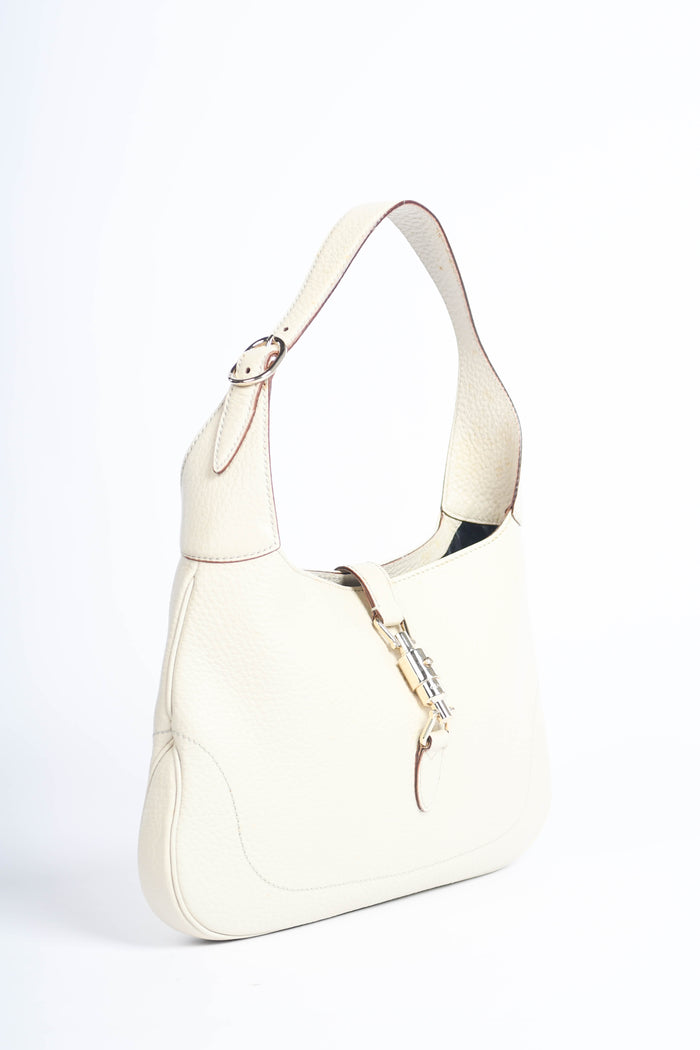 2000s Gucci Cream Grained Leather Jackie Bag