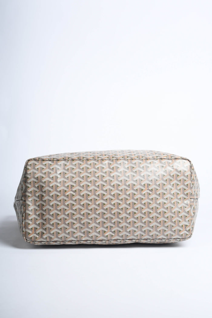 Goyard Taupe and Green Saint Louis GM Tote Bag