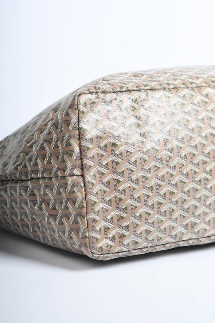 Goyard Taupe and Green Saint Louis GM Tote Bag