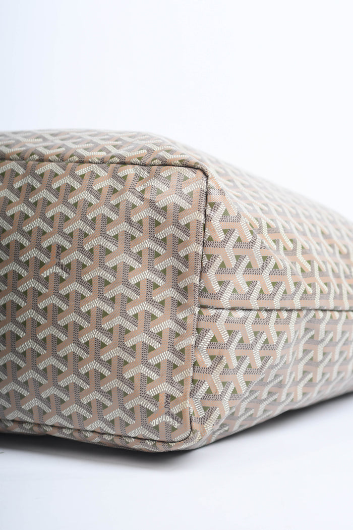 Goyard Taupe and Green Saint Louis GM Tote Bag