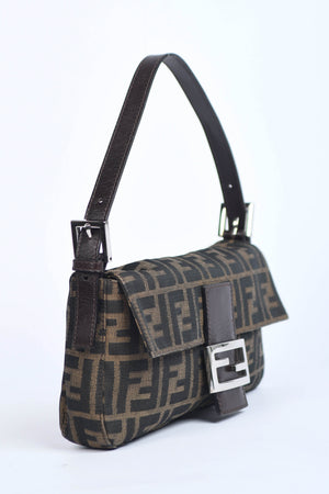 90s Fendi Zucca Baguette Monogram Shoulder Bag SHW