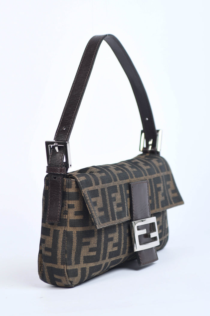 90s Fendi Zucca Baguette Monogram Shoulder Bag SHW