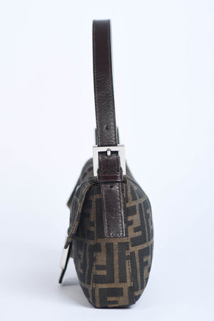90s Fendi Zucca Baguette Monogram Shoulder Bag SHW