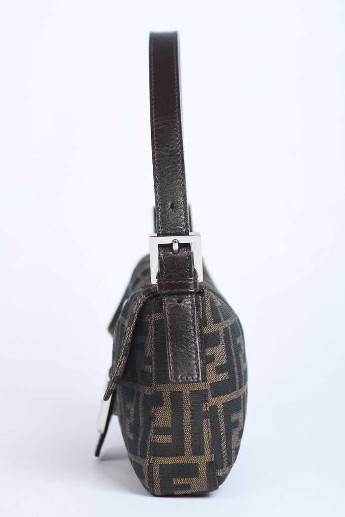 90s Fendi Zucca Baguette Monogram Shoulder Bag SHW