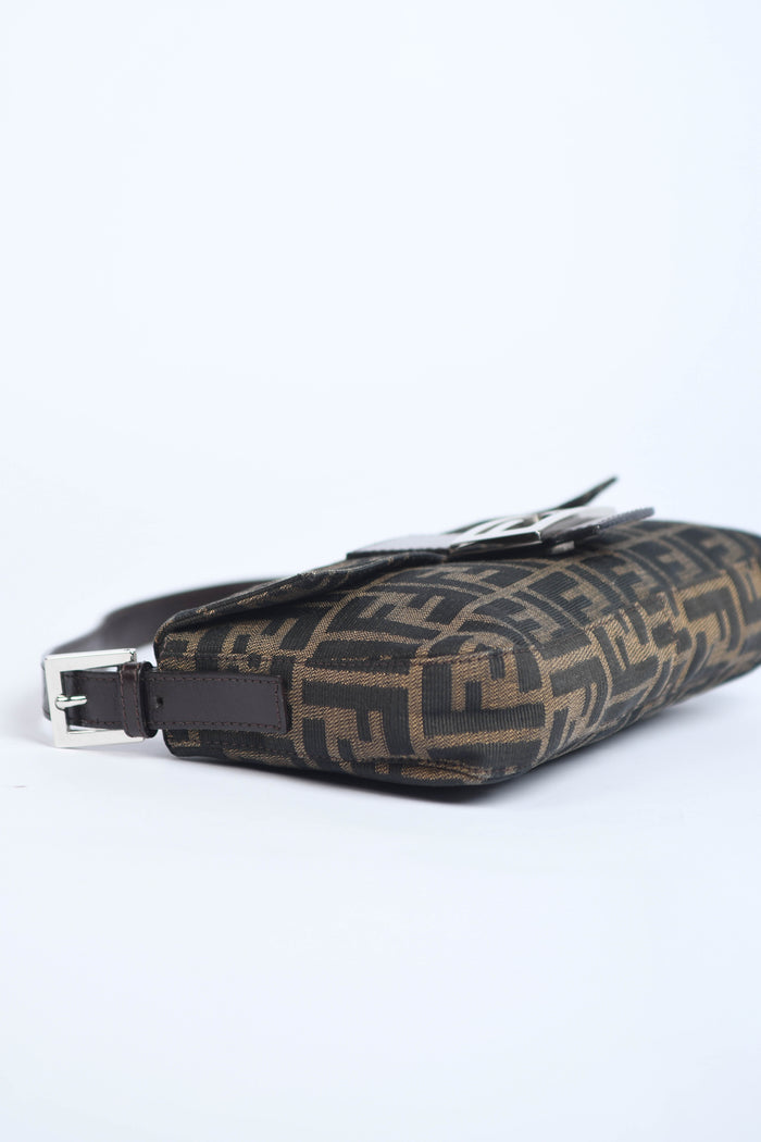90s Fendi Zucca Baguette Monogram Shoulder Bag SHW