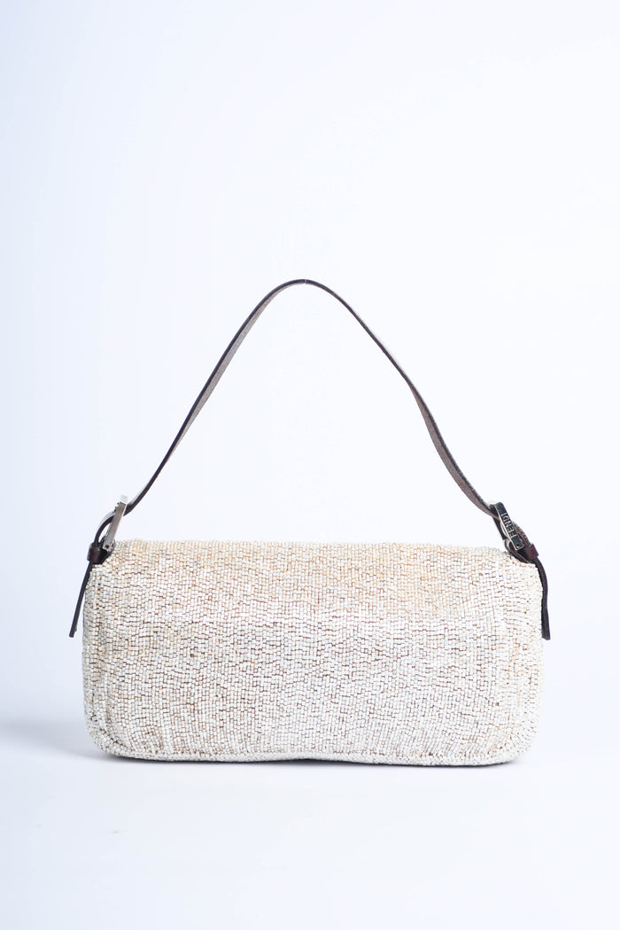 RARE  Fendi Pearlescent Beaded Baguette Shoulder Bag