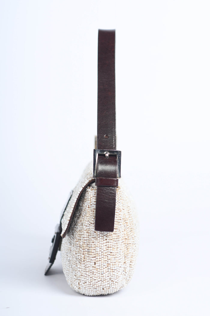 RARE  Fendi Pearlescent Beaded Baguette Shoulder Bag