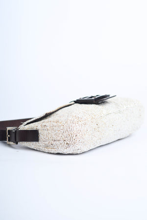 RARE  Fendi Pearlescent Beaded Baguette Shoulder Bag