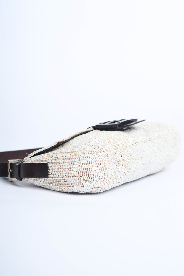RARE  Fendi Pearlescent Beaded Baguette Shoulder Bag