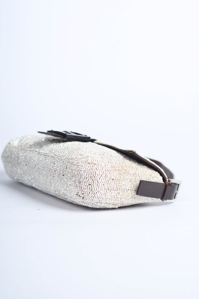 RARE  Fendi Pearlescent Beaded Baguette Shoulder Bag