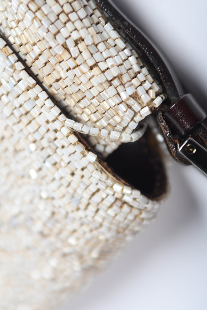 RARE  Fendi Pearlescent Beaded Baguette Shoulder Bag