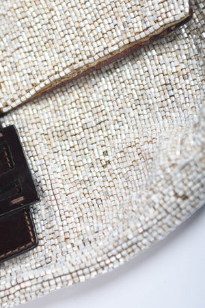 RARE  Fendi Pearlescent Beaded Baguette Shoulder Bag