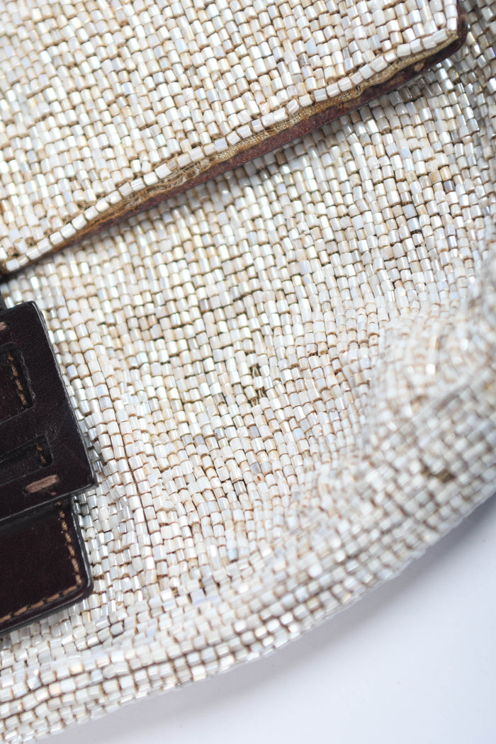 RARE  Fendi Pearlescent Beaded Baguette Shoulder Bag