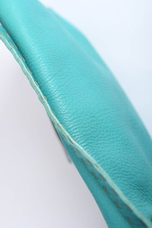 Vintage Fendi Teal Leather Selleria Baguette Shoulder Bag