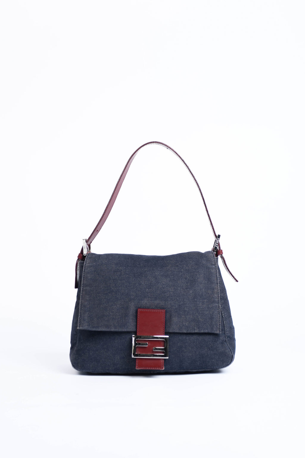 Vintage Fendi Denim Mamma Baguette Shoulder Bag