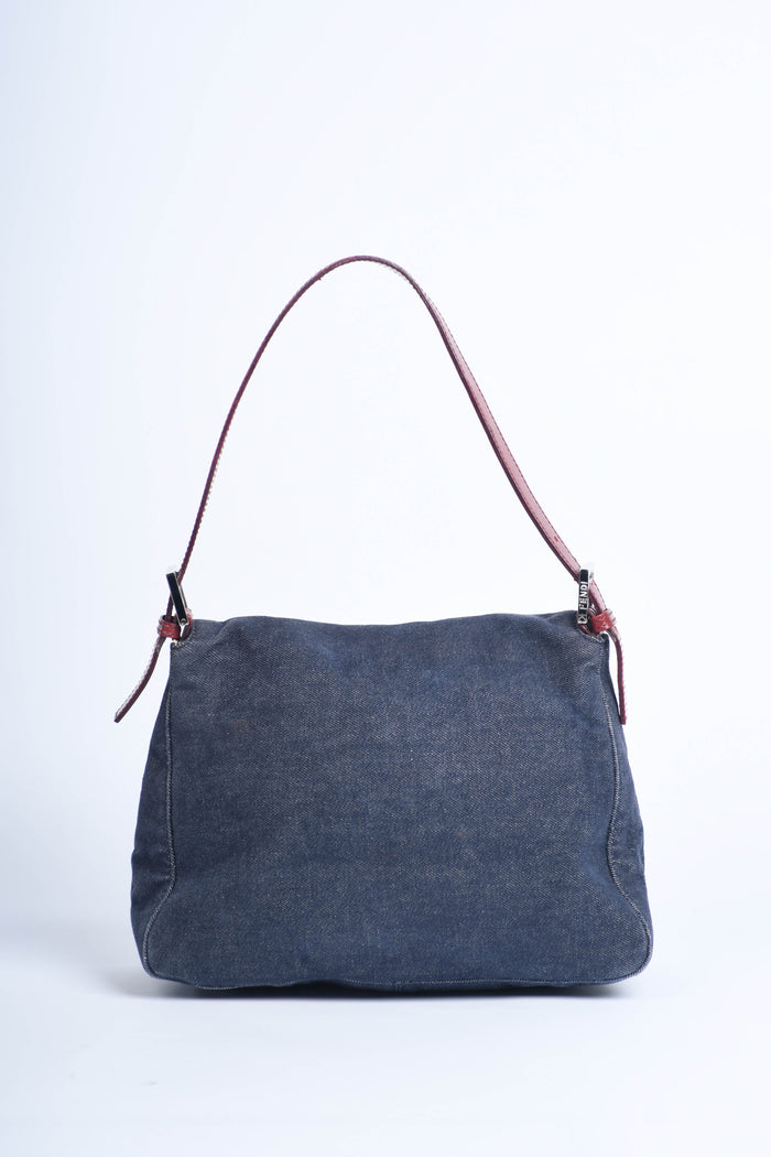 Vintage Fendi Denim Mamma Baguette Shoulder Bag