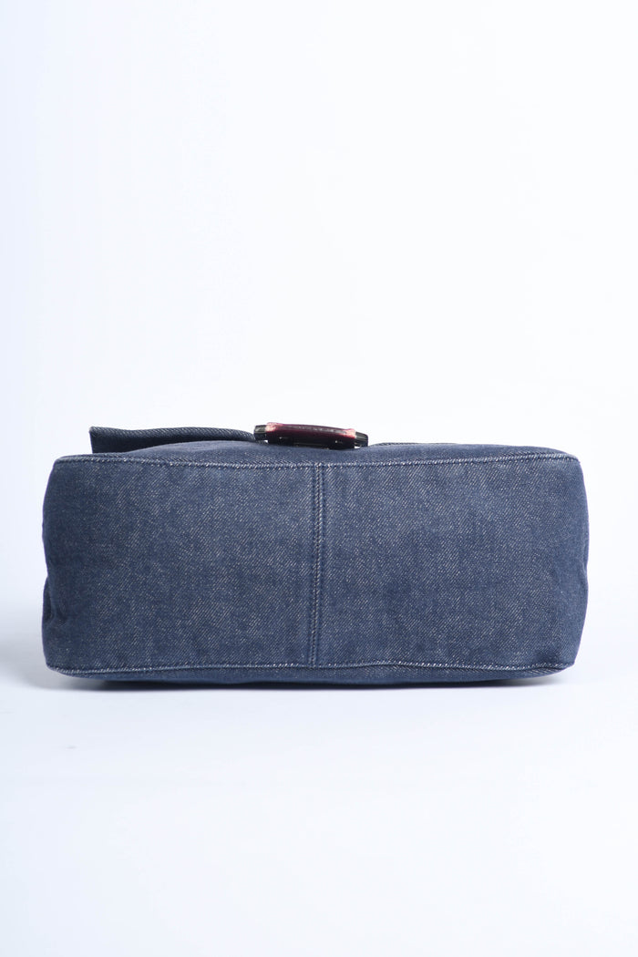 Vintage Fendi Denim Mamma Baguette Shoulder Bag