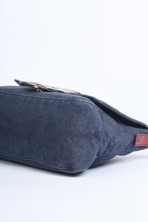 Vintage Fendi Denim Mamma Baguette Shoulder Bag