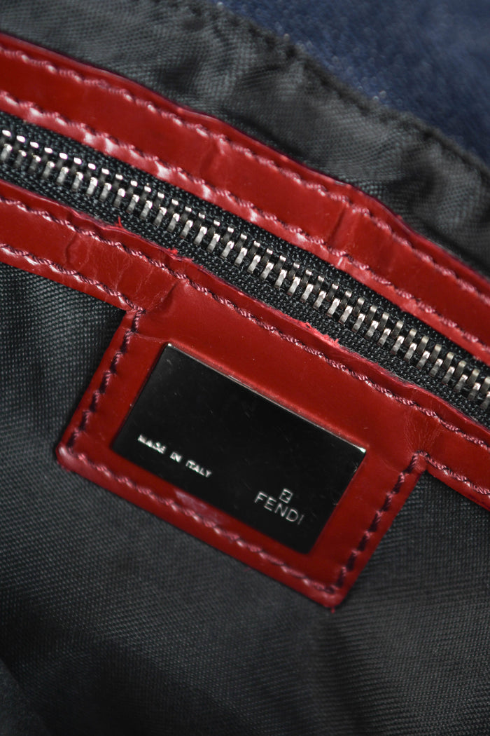 Vintage Fendi Denim Mamma Baguette Shoulder Bag