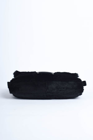 Vintage Fendi Black Fur Baguette Shoulder Bag