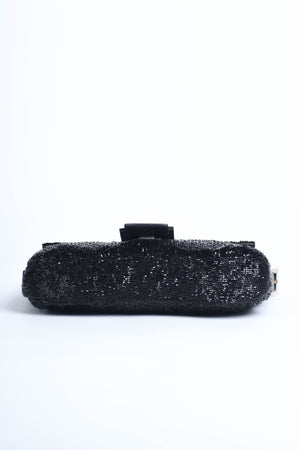 RARE Vintage Fendi Black Beaded Baguette Shoulder Bag