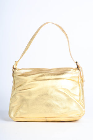 RARE Fendi Gold Leather Mamma Baguette Shoulder Bag