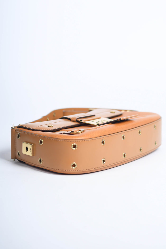 2000s Christian Dior Tan Leather Columbus Shoulder Bag