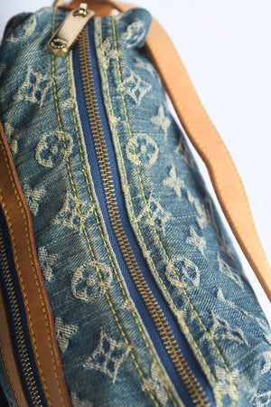 2000s Louis Vuitton Blue Denim Baggy PM Monogram Shoulder Bag