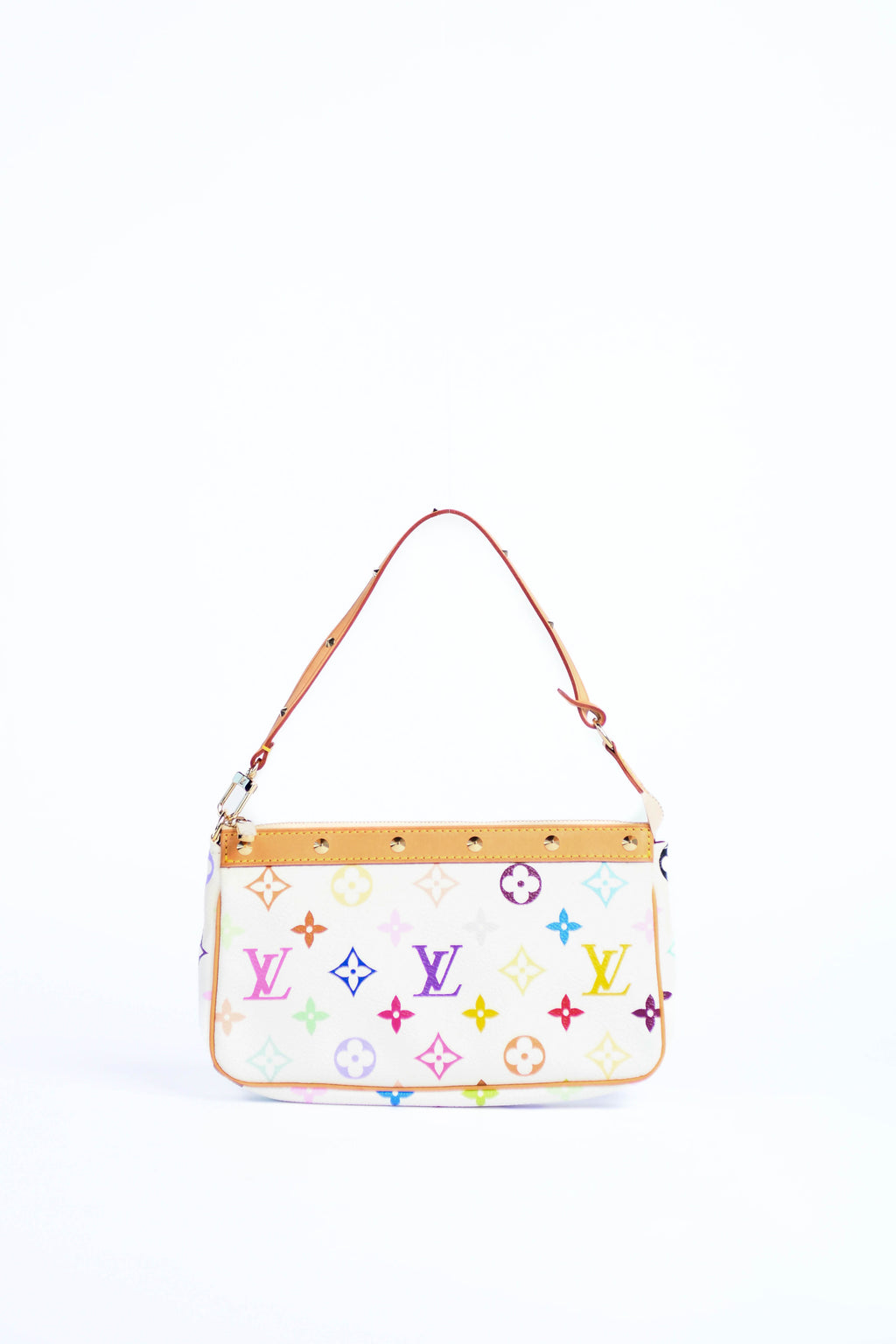 2000s Louis Vuitton x Takashi Murakami White Multicolour Pochette Accessoires