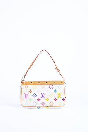 2000s Louis Vuitton x Takashi Murakami White Multicolour Pochette Accessoires