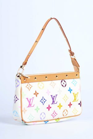 2000s Louis Vuitton x Takashi Murakami White Multicolour Pochette Accessoires