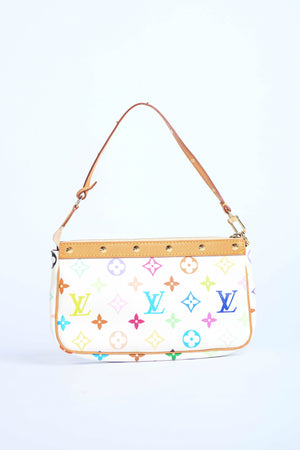 2000s Louis Vuitton x Takashi Murakami White Multicolour Pochette Accessoires