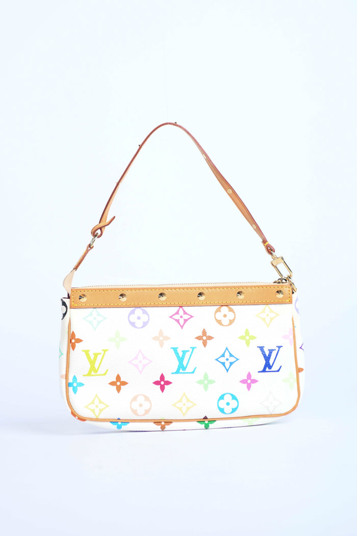 2000s Louis Vuitton x Takashi Murakami White Multicolour Pochette Accessoires