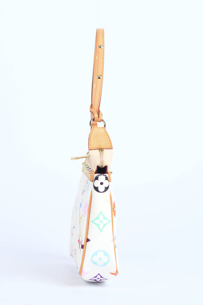 2000s Louis Vuitton x Takashi Murakami White Multicolour Pochette Accessoires