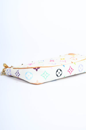 2000s Louis Vuitton x Takashi Murakami White Multicolour Pochette Accessoires