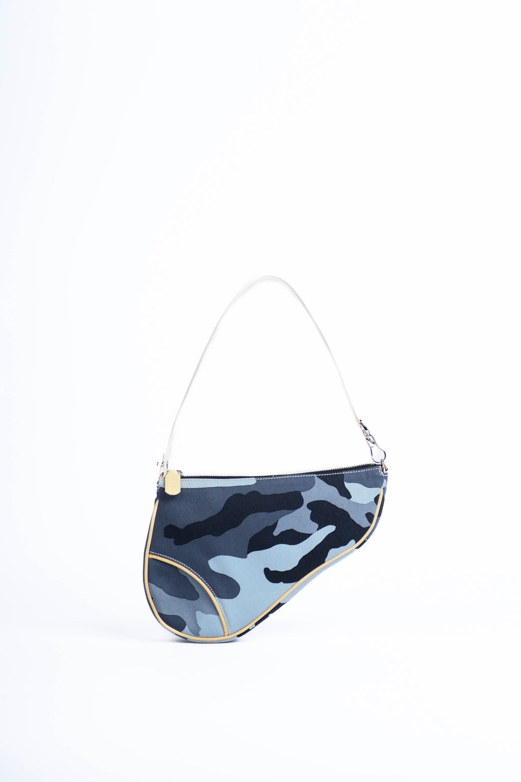 2000s Christian Dior Blue Camouflage Trotter Saddle Bag