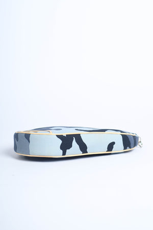 2000s Christian Dior Blue Camouflage Trotter Saddle Bag
