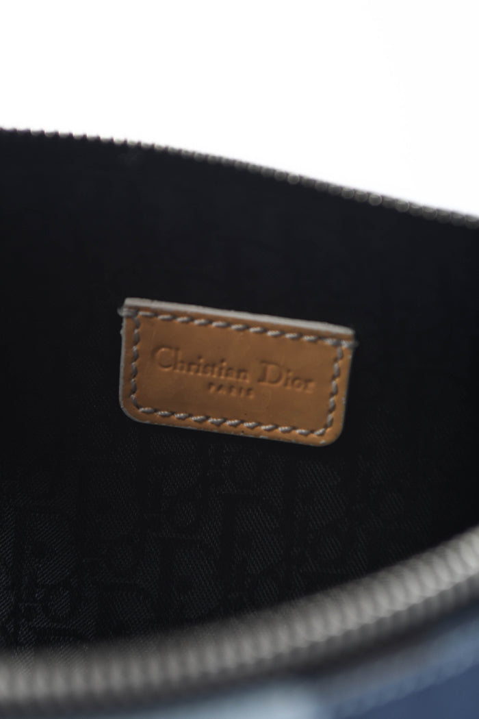 2000s Christian Dior Blue Camouflage Trotter Saddle Bag