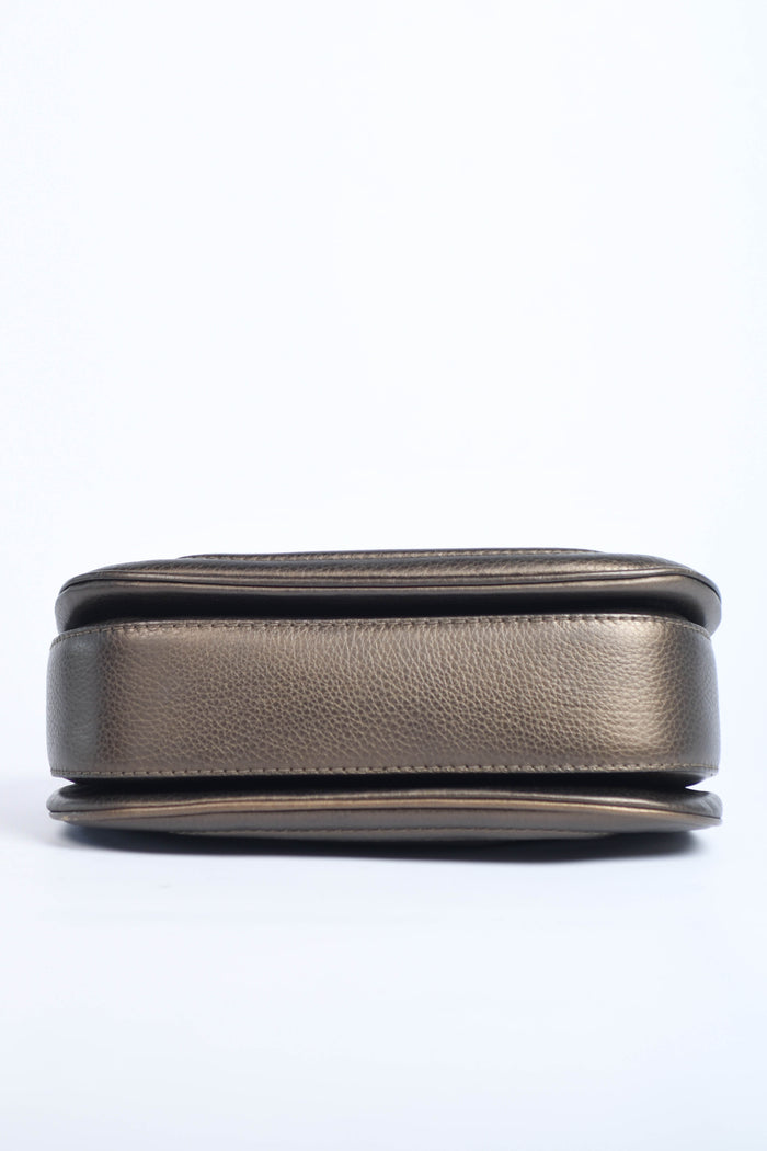 2010s Gucci Metallic Leather & Bamboo Top Handle Bag