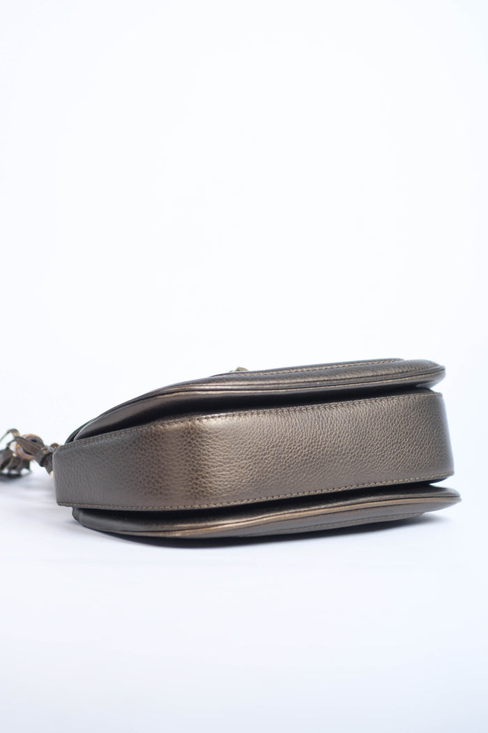 2010s Gucci Metallic Leather & Bamboo Top Handle Bag