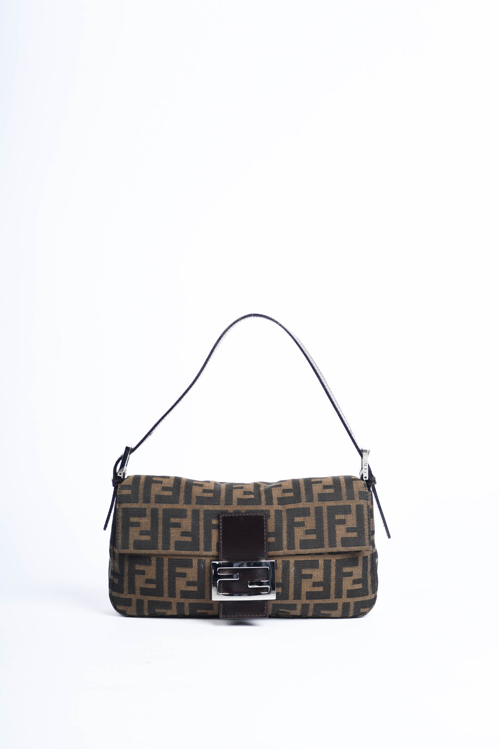 90s Fendi Zucca Baguette Monogram Shoulder Bag SHW