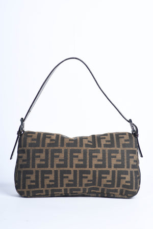 90s Fendi Zucca Baguette Monogram Shoulder Bag SHW